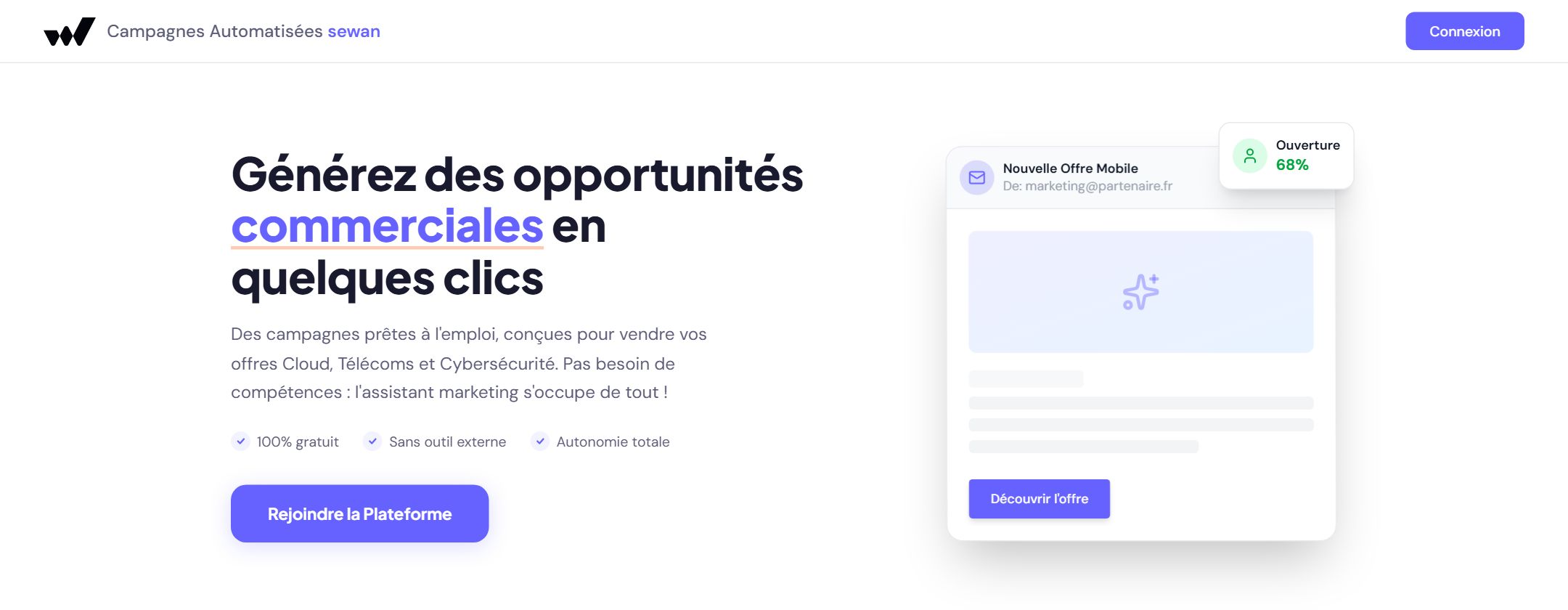 Page d'accueil de marketing.sewan.fr